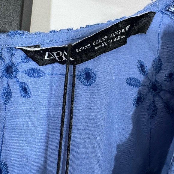NWT Zara Floral Embroidery Ruffle Dress Size XS - Picture 8 of 12